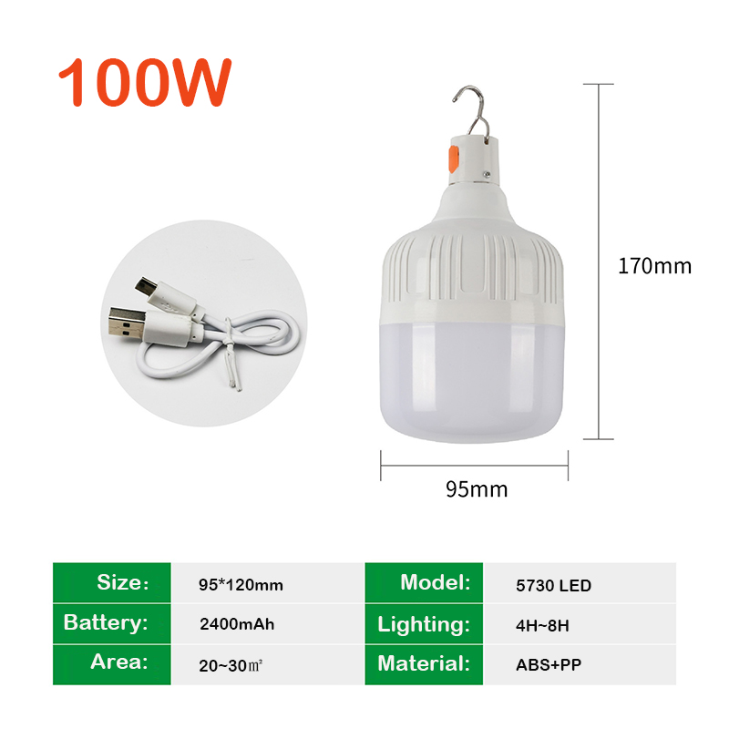 Utomhus led-lampa campinglampor usb-laddningsbar lampa nödtält marknaden anslut bärbar lykta glödlampa batteri grill camping: 9w