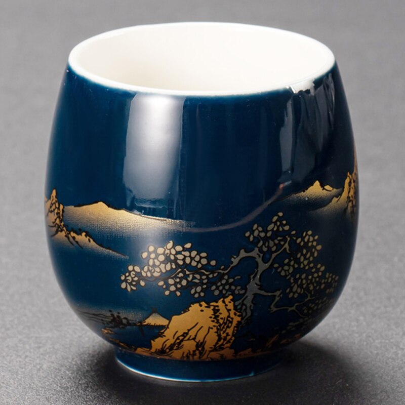 Blue ceramic tea cup porcelain drinkware teacup Hand-painted Ceramic Teacup Home Office Porcelain: d