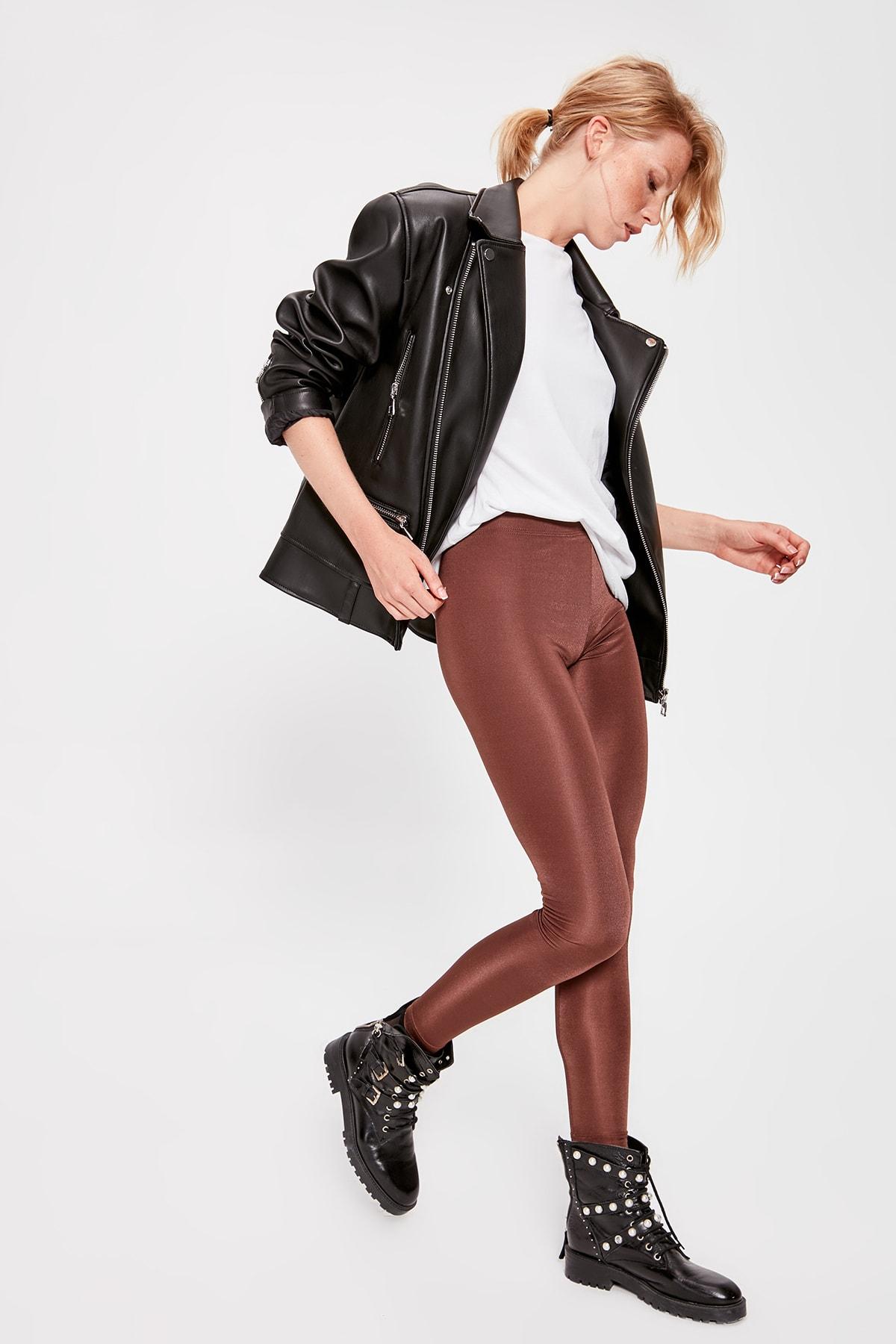 Trendyol Bruin Bright Disco Gebreide Leggings TWOAW20TA0053