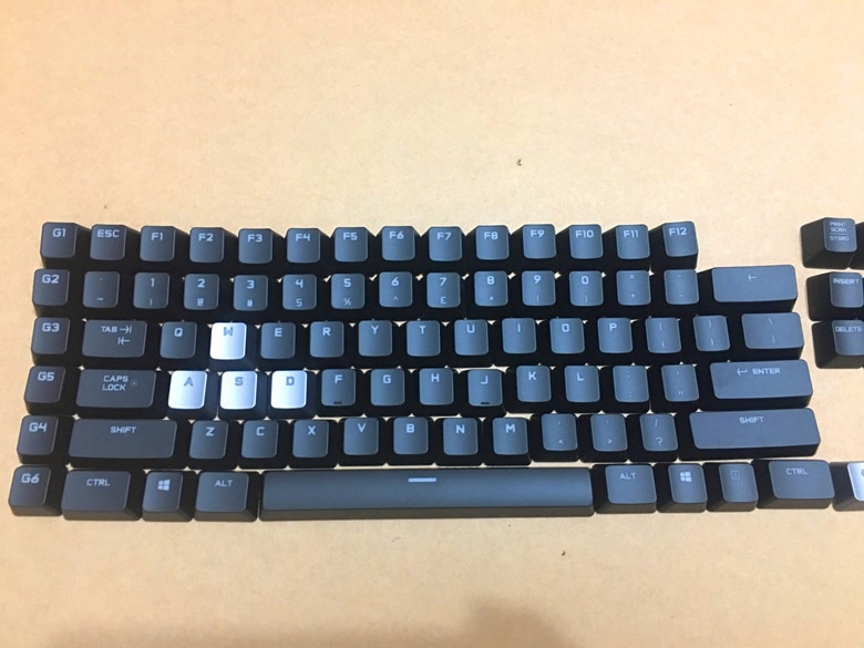 1 sett originale nøkkelhett for logitech  g710+  ekte svart bakgrunnsbelyst mekanisk tastatur tastatur