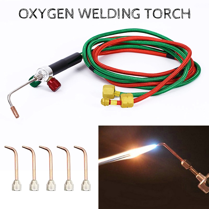 Welding Torch Kit with 5 Tips Small Welding Soldering Oxygen Acetylene Gun Jewelry Welding Machine Propane Torch