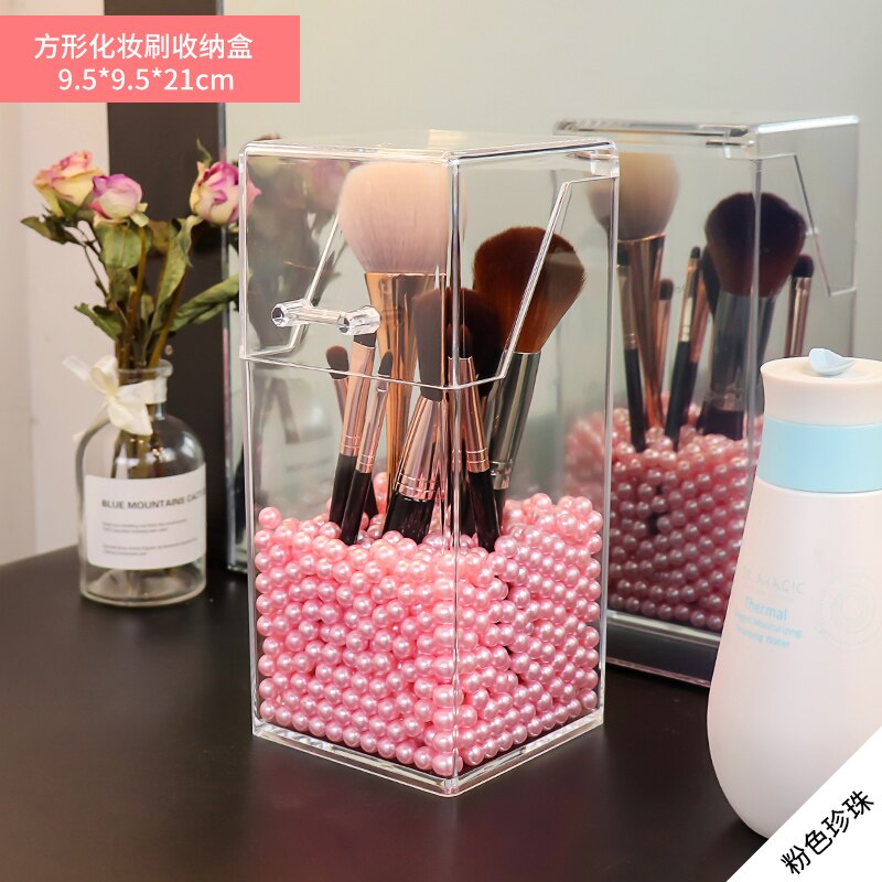 Caja de almacenamiento de acrílico para cosméticos, organizador pequeño de lápiz labial de maquillaje, almacenamiento de artículos de plástico, tocador, portalápices, HX50ST: Style 3
