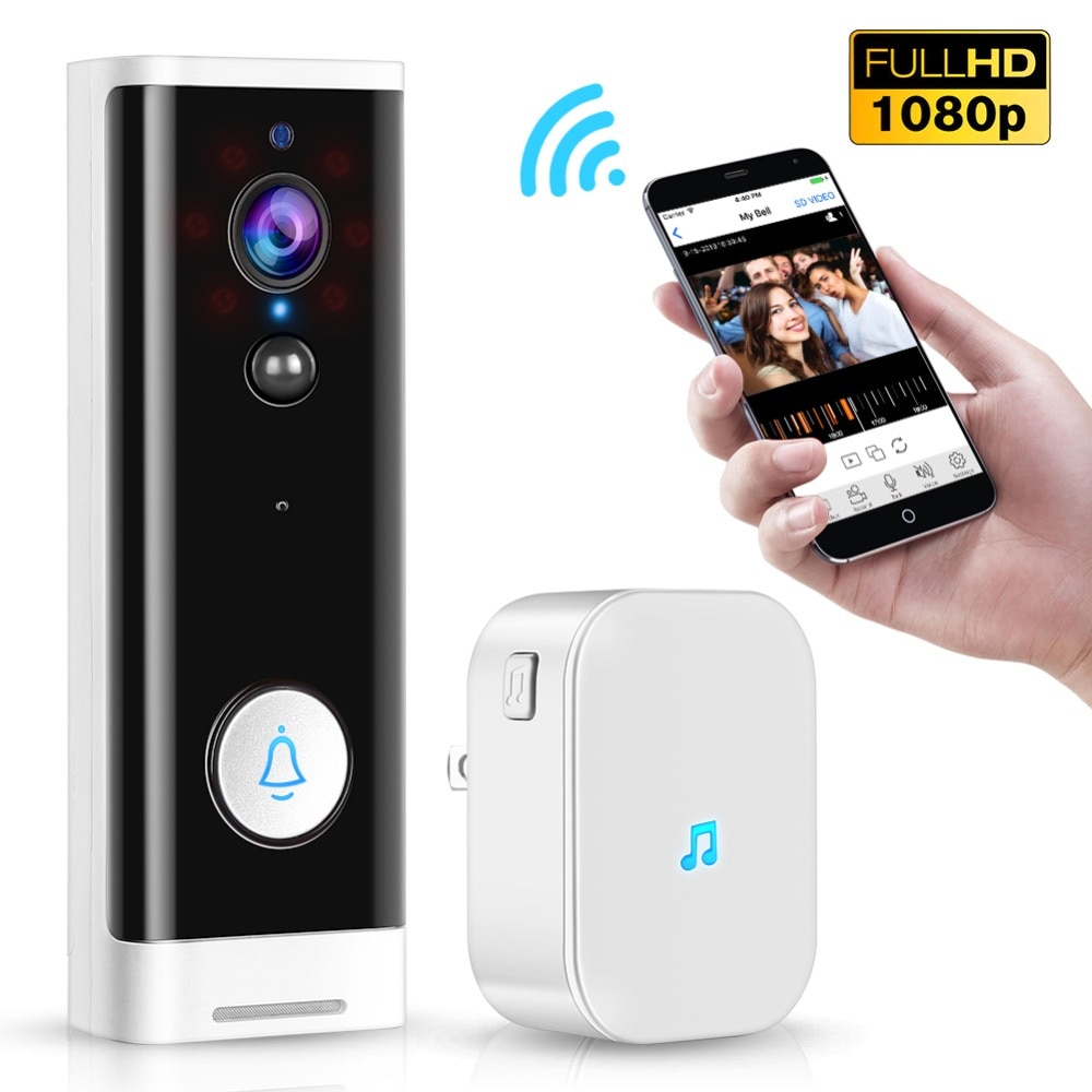 1080p hd wifi video dørklokke vandtæt trådløst smart kamera dørklokke nattesyn tuya app kontrol smart hjem sikkerhedskamera