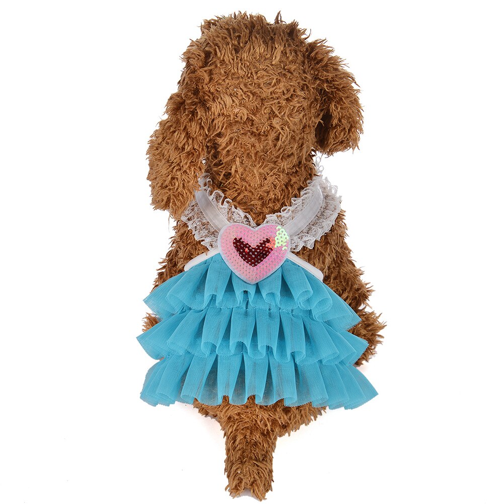 Haustier Hund Welpen Katze Herz V-ausschnitt Spitze Mädchen Kleid Weste Felsen Kleidung Sommer Bekleidung
