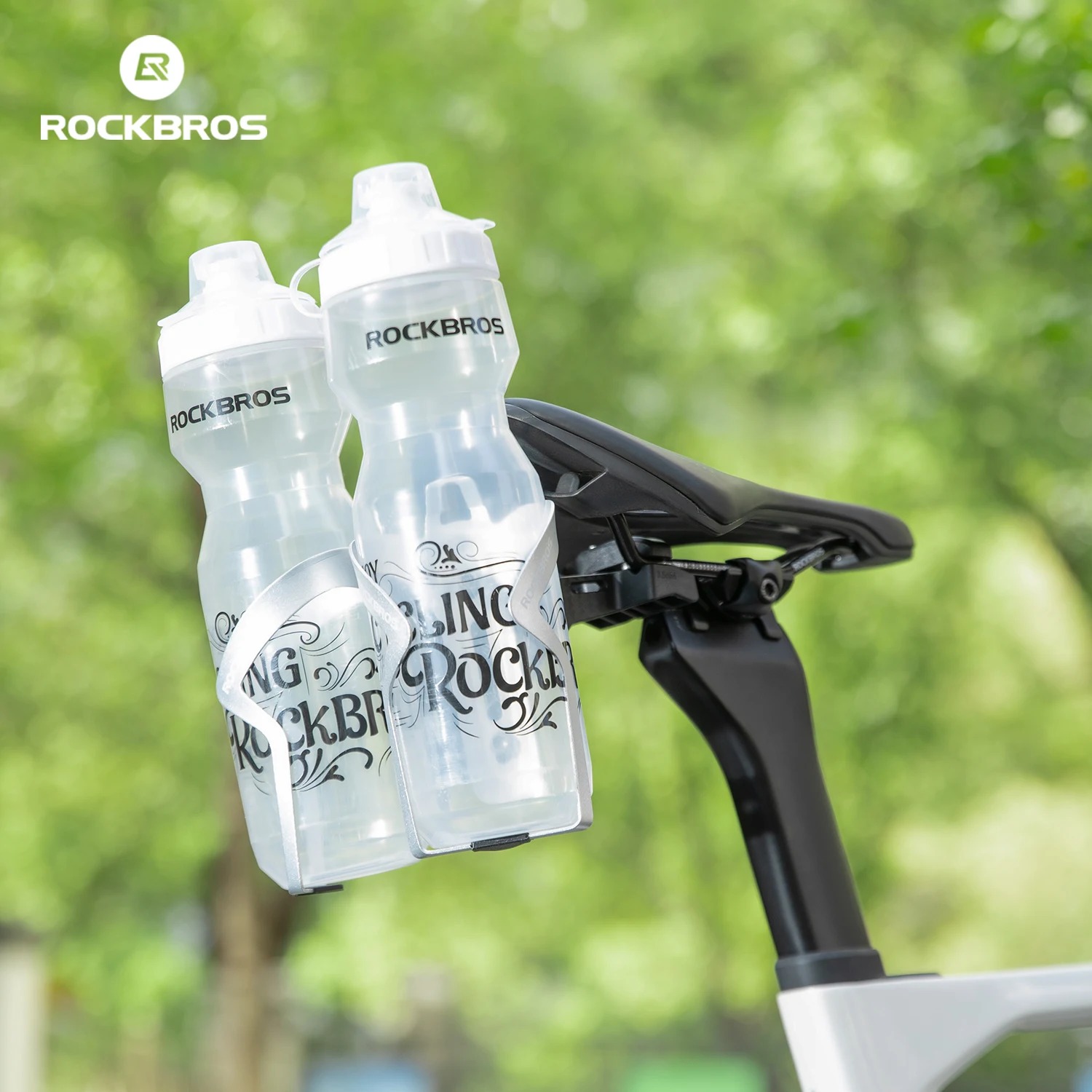 ROCKBROS Bicycle Saddle Bottle Cage Rear Saddle Dual Water Bottle Cage Adapter Extension Holder for Road MTB Bike Saddle Mount