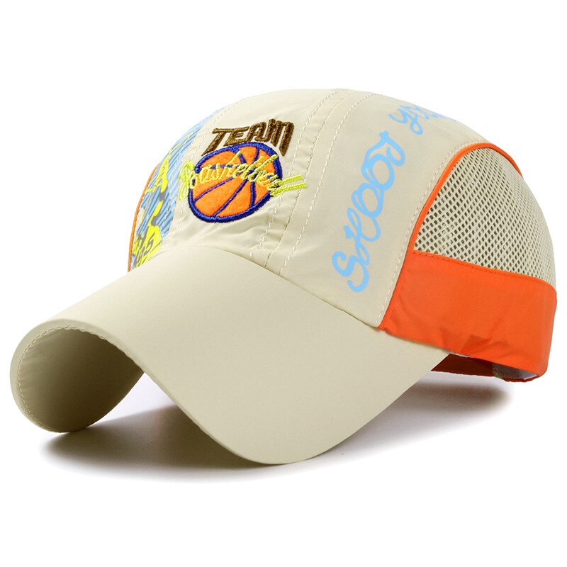 Zomer Snel Droog Kinderen Sport Baseball Netto Cap Cartoon Basketbal Printting Netto Cap Kids Student Camping Hoed Jongens Meisjes Zonnehoed: Beige