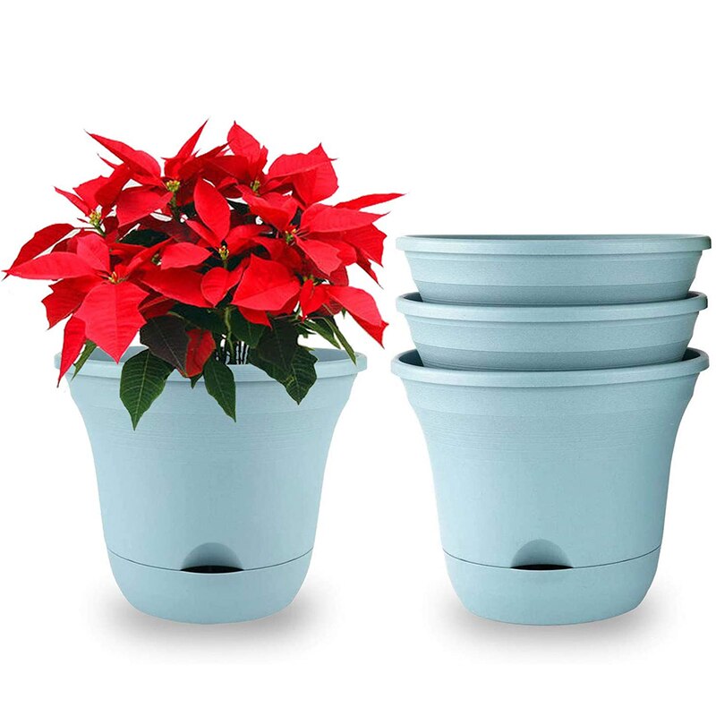 7.5 Inch with Tray, 4 Automatic Watering Flower Pots for Plant Growth: Blue