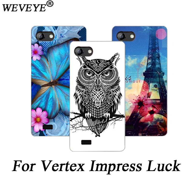 Voor vertex impress gelukskoffer bedrukt met bloemen tijger uil eiffeltoren hoesje voor vertex impress geluk zacht tpu hoesje achterkant