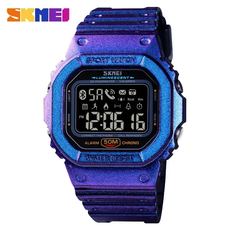 Reloj Digital deportivo SKMEI 1629 con podómetro rastreador de calorías para Iphone Huawei Xiaomi reloj masculino relojes de pulsera Bluetooth para hombre