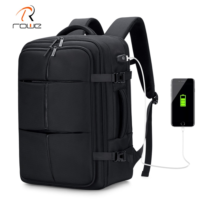Rowe heren grote capaciteit meerlaagse rugzak usb-oplaadbaar waterdicht 17.3 inch computertas kan schoenen opbergen reistas