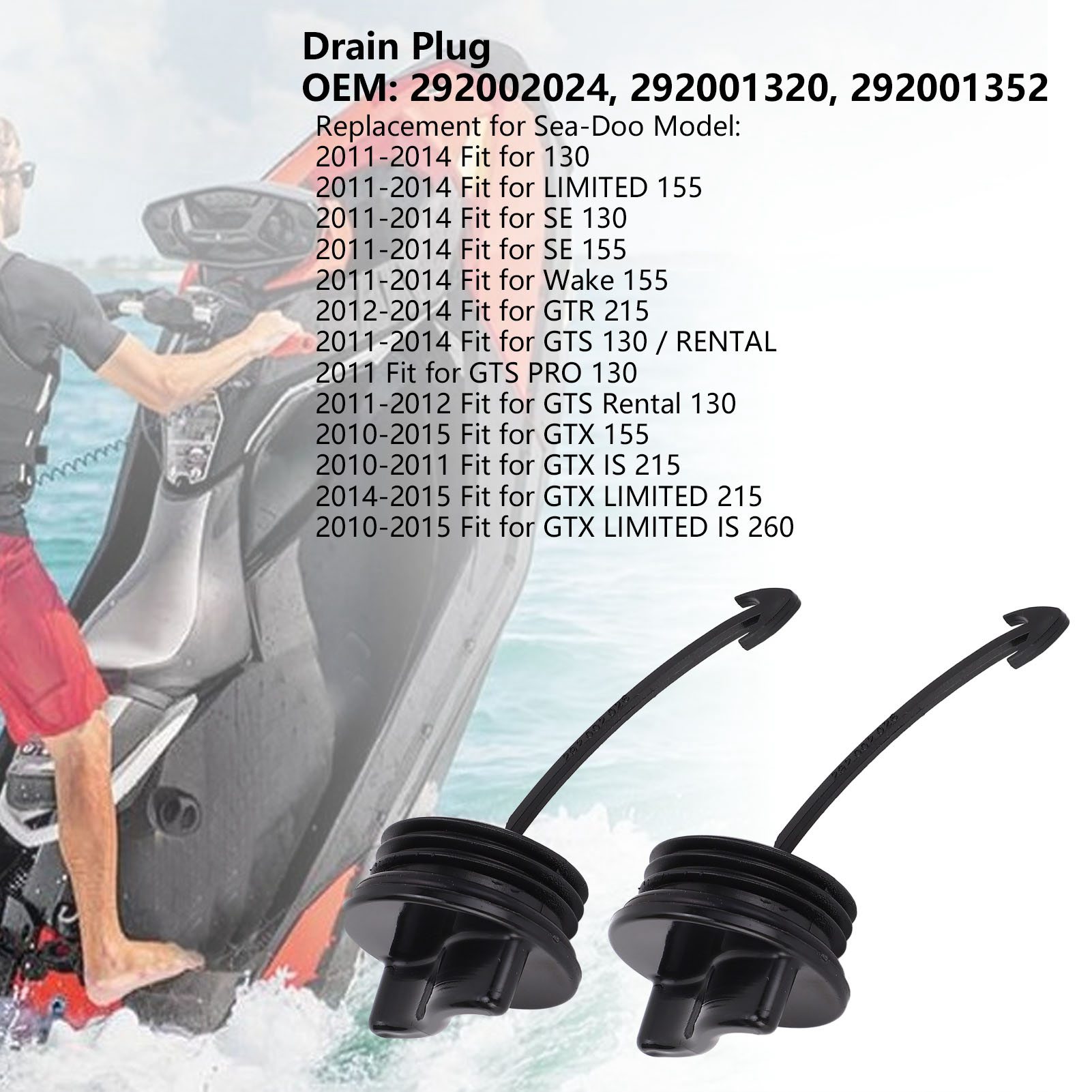 2 stuks Boot Marine Aftapplug 292002024 292001320 Voor Sea-Doo Model 130 LIMITED 155 SE 130 SE 155 Wake 155 GTR 215 GTS PRO 130