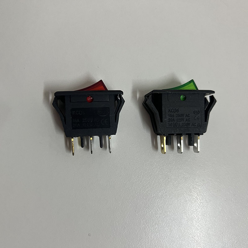 Interruttore a bilanciere Interruttore a pulsante da pannello Interruttore a pulsante a bilanciere quadrato 3 spillo 2 marce Pulsante rosso verde con luce 32 * 16MM 16A 250V Interruttore interruttore interruttore luce