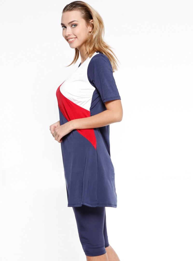 Maiô feminino muçulmano, roupa de banho moderna para mulheres, manga curta