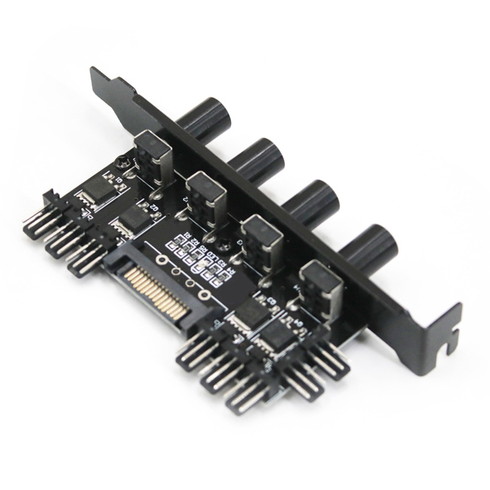 Computer Case Fan Hub Regulator DC 12V 8 Way 4 Knob SATA/3Pin Speed Controller Fan Control Cooling Fan hub for PC