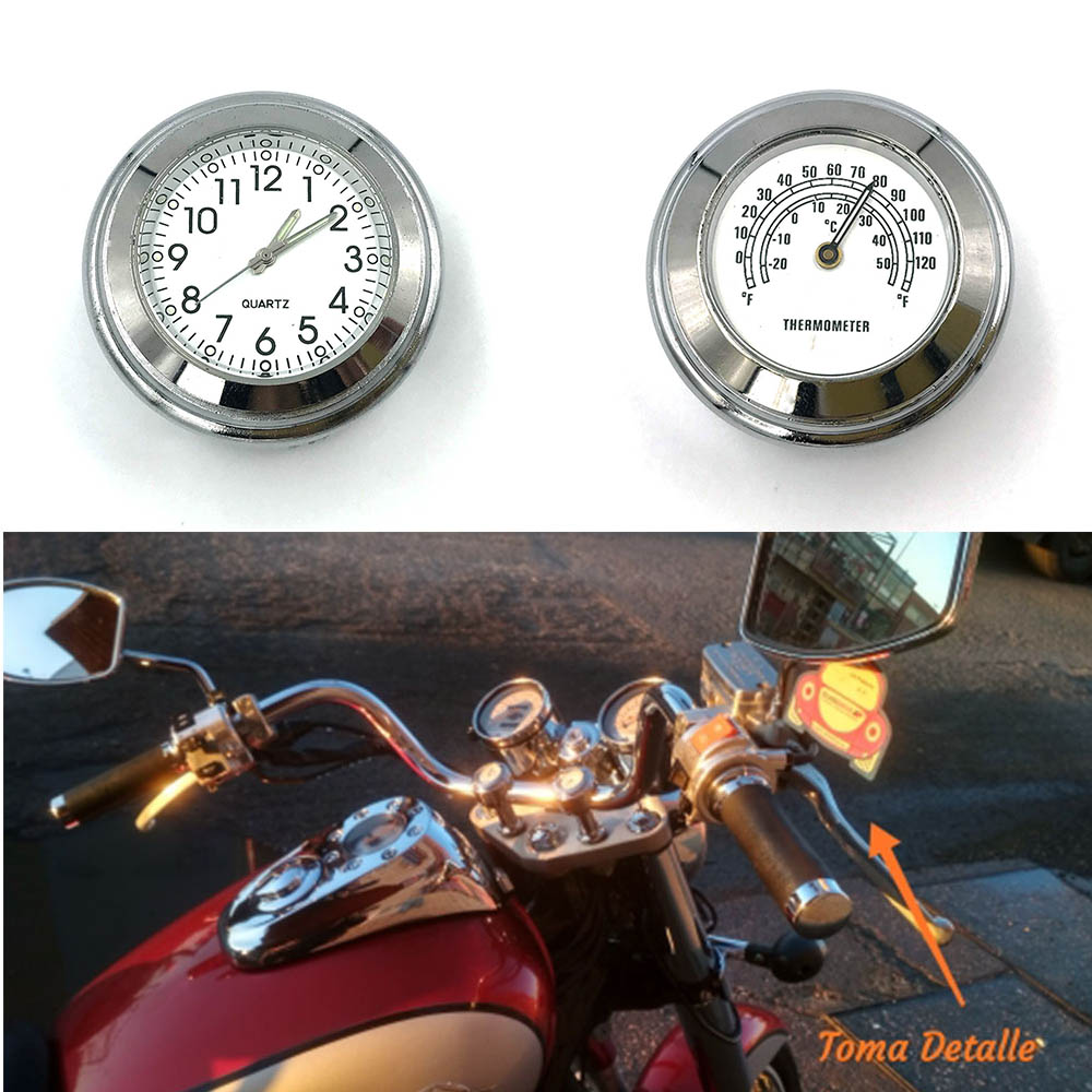 Universele Waterdichte 7/8 "Motorcycle Stuur 22-25mm Mount Temp Thermometer Klok Moto Horloge voor Harley Motorfietsen Accessoires