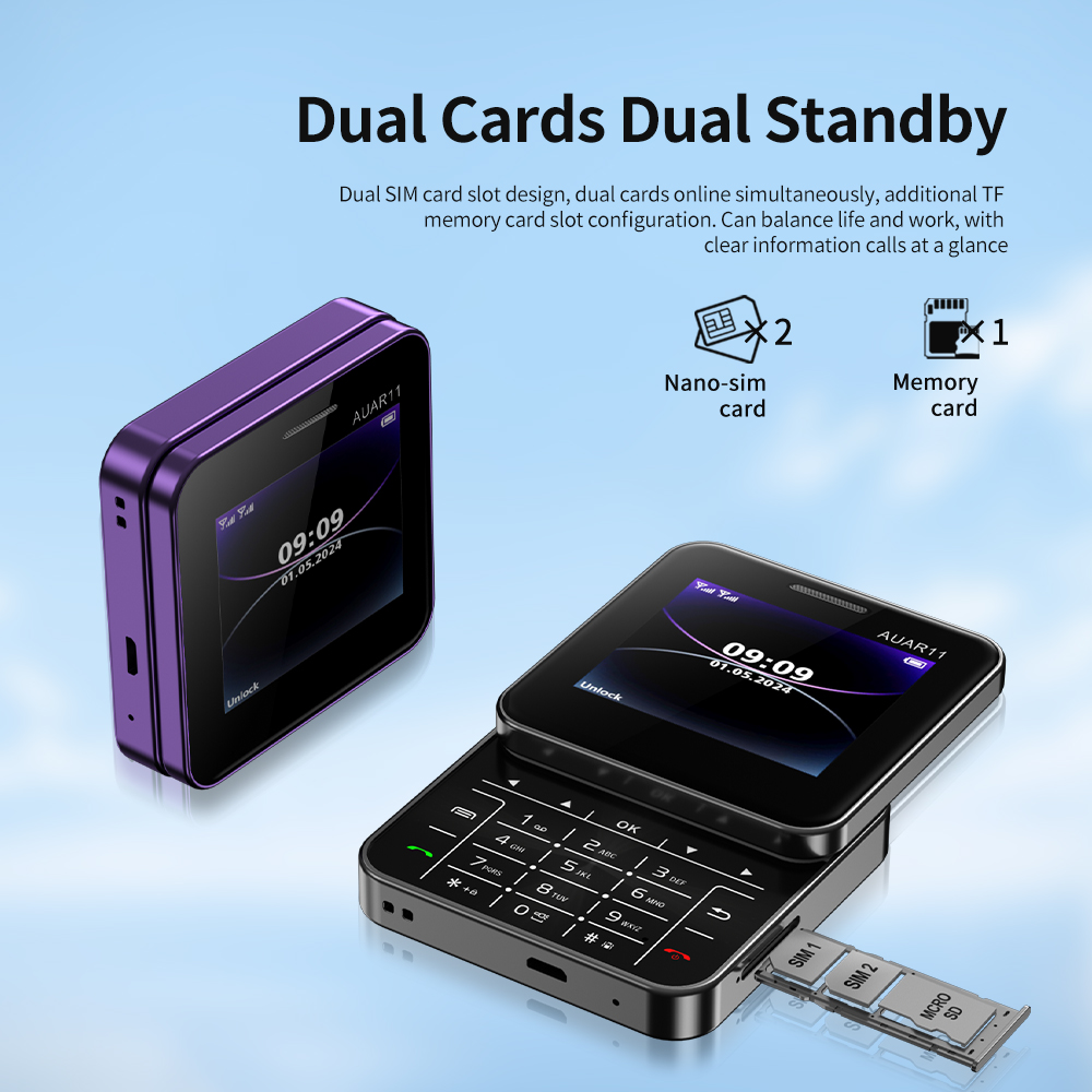 SERVO AUAR11 Roterend schuifscherm Telefoon 2,4-inch display 2G GSM Blacklist Snelheidsknop Kleine mobiele telefoons Op-voor-datum Meertalig