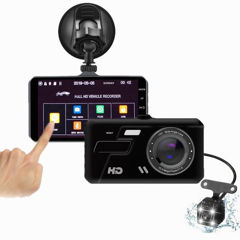 4 Inch Touch Screen Auto Dvr Camera Dual Lens Hd 1080P Dash Cam Met G-Sensor 170 Graden groothoek Night Vision Video Recorder