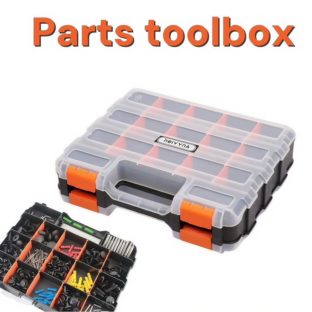 Tool Storage Box Hard Case Box - Tool Box Organizer Screw Organizer with Compartments & Lid, Hardware Toolbox Organizadores: DARK GRAY