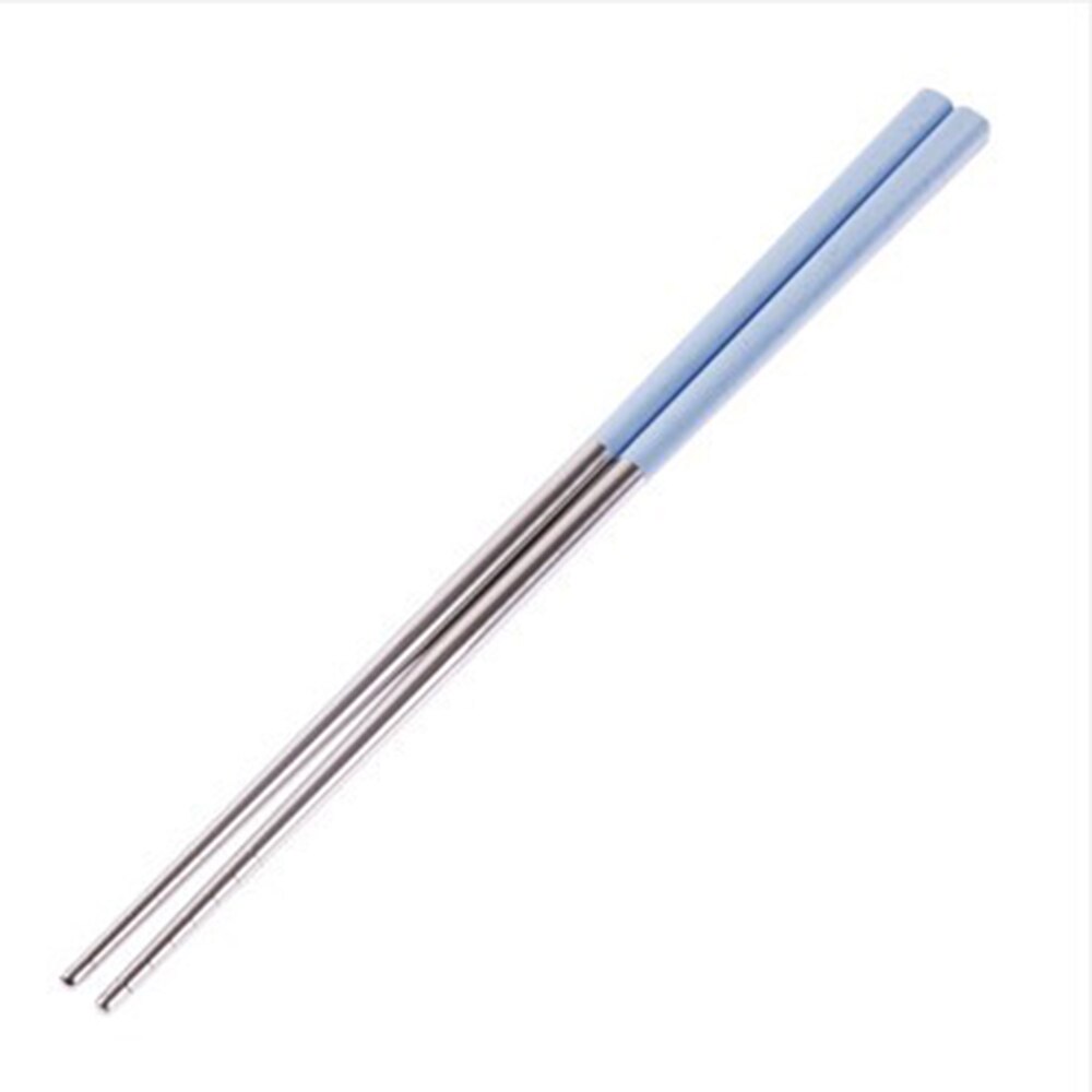 Palillos de Metal chino de acero inoxidable 304, palitos de viaje portátiles, palitos de comida reutilizables para Sushi Hashi: Azul
