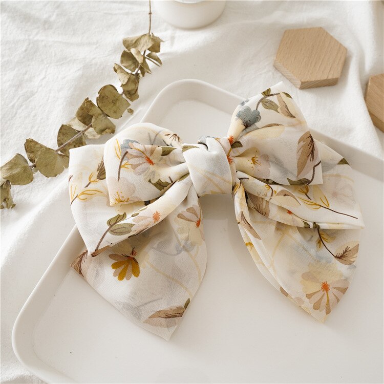 1 pièces Barrette à cheveux pinces à cheveux florales grand grand arc épingle à cheveux pour les femmes dames en mousseline de soie fleur pinces à cheveux accessoires de cheveux à la main