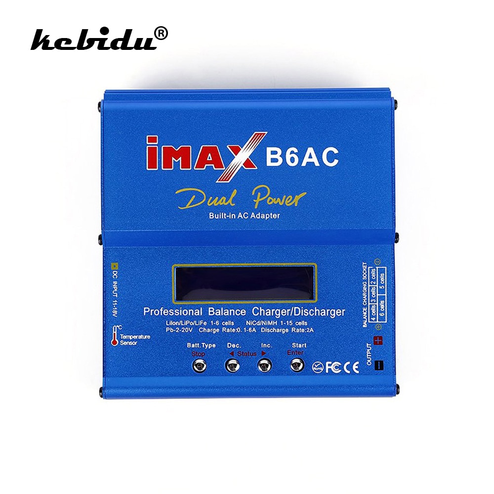 Kebidu Ac 80W B6AC Rc Acculader Imax B6 Lipo Nimh Balans Lader Digitale Met Lcd-scherm Ontlader Eu ons Voeding