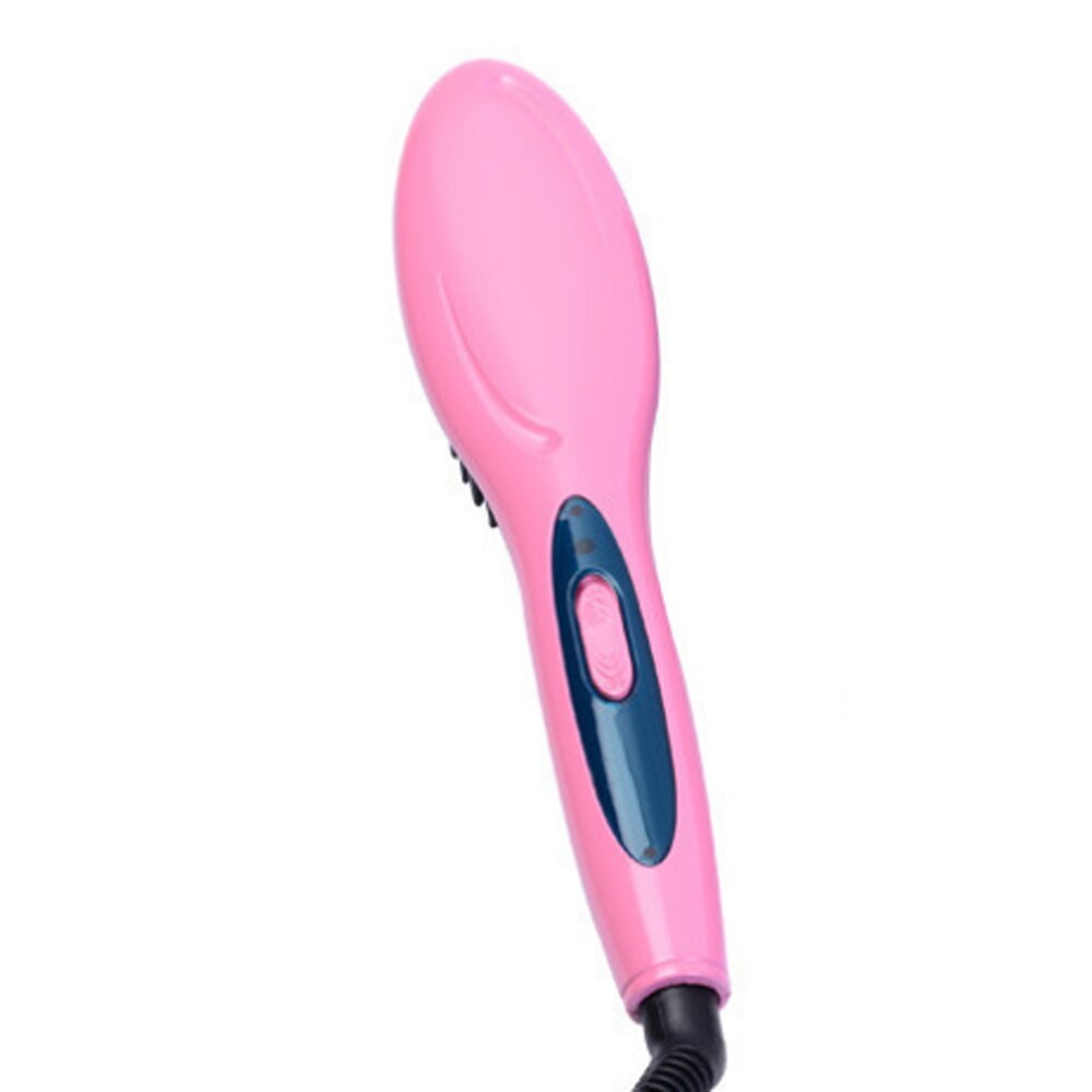 Hottest Ceramic Electric Hair Straightening Brush Hair Straightener Comb Girls Ladies Wet & Dry Hair Care Styling Tools: Pink / us