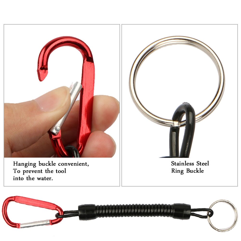 Goture 3pcs Fishing Safety Lanyard Ropes 12cm/15cm/18cm Retention String with Carabiner Secure Lock Fishing Tackle Accessories