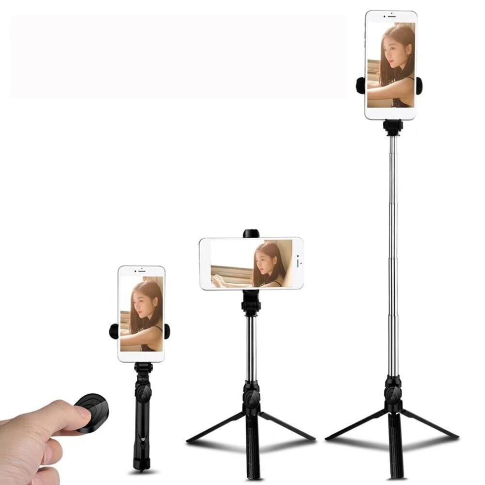 Stativ selfie stick mobiltelefon lodret og vandret video selfie stick håndholdt sammenfoldelig telefonklemme 270 graders rotation