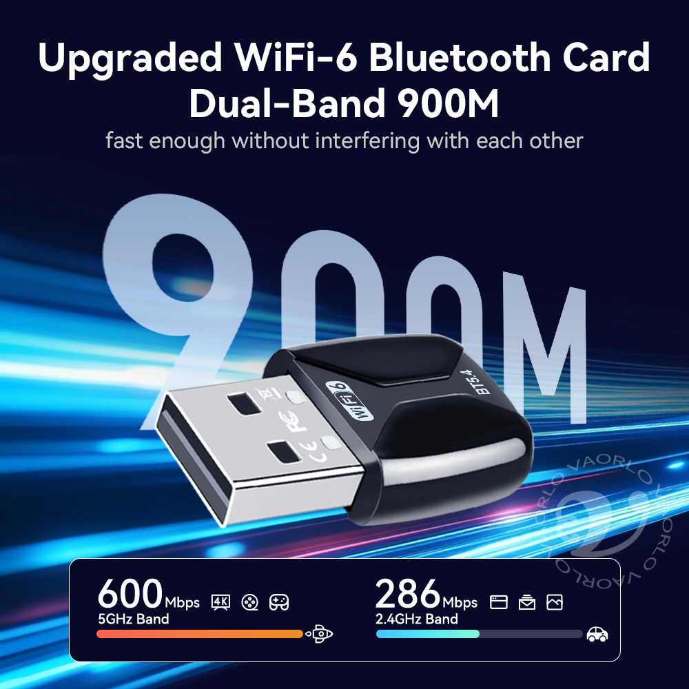 AX900 WIFI6 USB-Adapter 2-in-1 Bluetooth 5.4 Dualband 2,4 G und 5 GHz 900 Mbit/s WiFi 6 802.11AX Hochgeschwindigkeits-Mini-WLAN-Netzwerkkarte Empfänger-Dongle für PC-Laptop Sieg 10/11 Treiber kostenlos