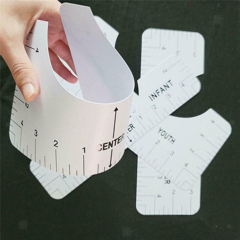 4PCS T-Shirt Rulers Guide Shirt Alignment Tool Sewing Centering Guide for Vinyl Shirts with Size Chart Built HTV Alignment Tool