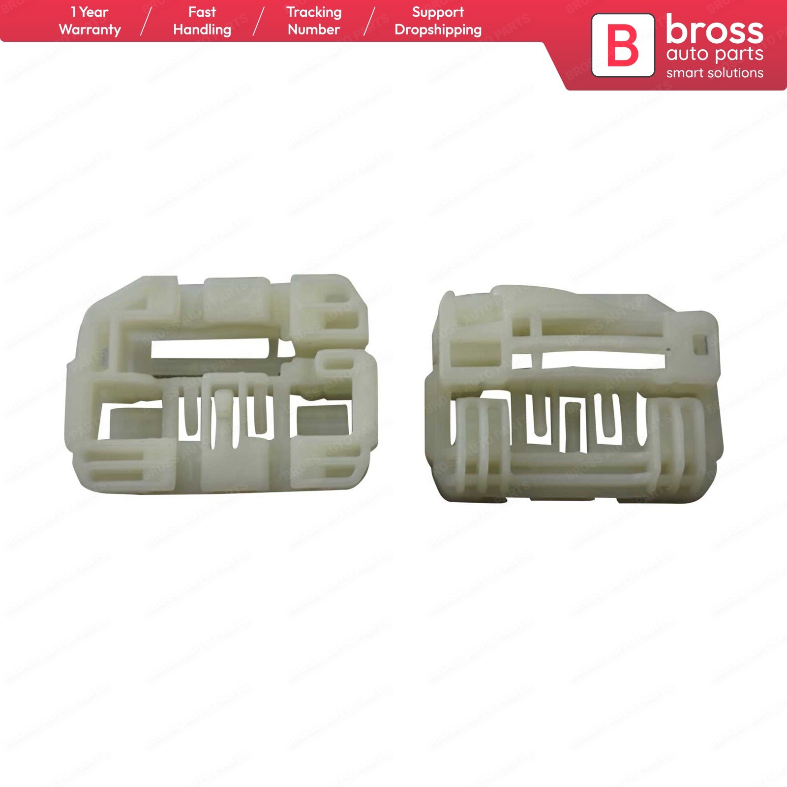 Bross BWR5016 2 Pieces Electrical Power Window Regulator Repair Clips Brackets Front Left Driver Side Door for Hyundai I30 MK1