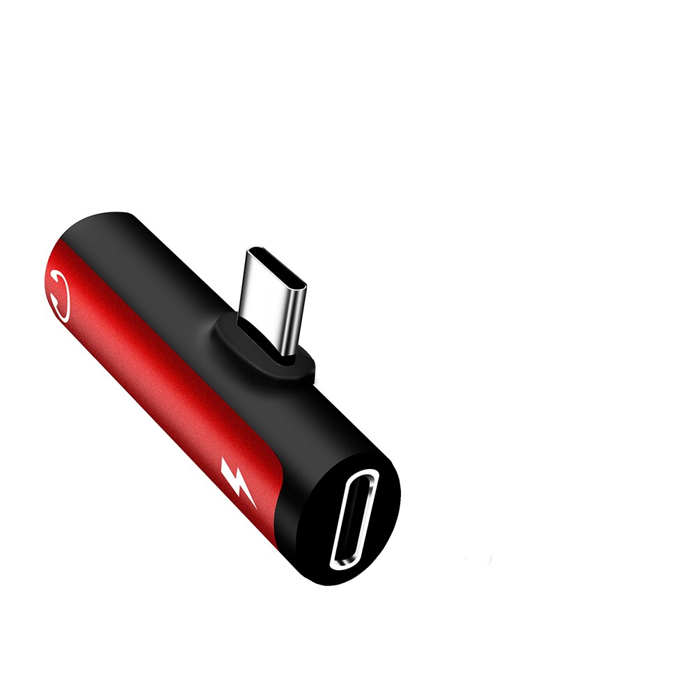 2 In 1 Typ C Zu 3,5mm Jack Kopfhörer Lade Konverter USB Typ-C Audio Adapter für Samsung s20 Xiaomi Huawei P20 Pro Typ C: Red