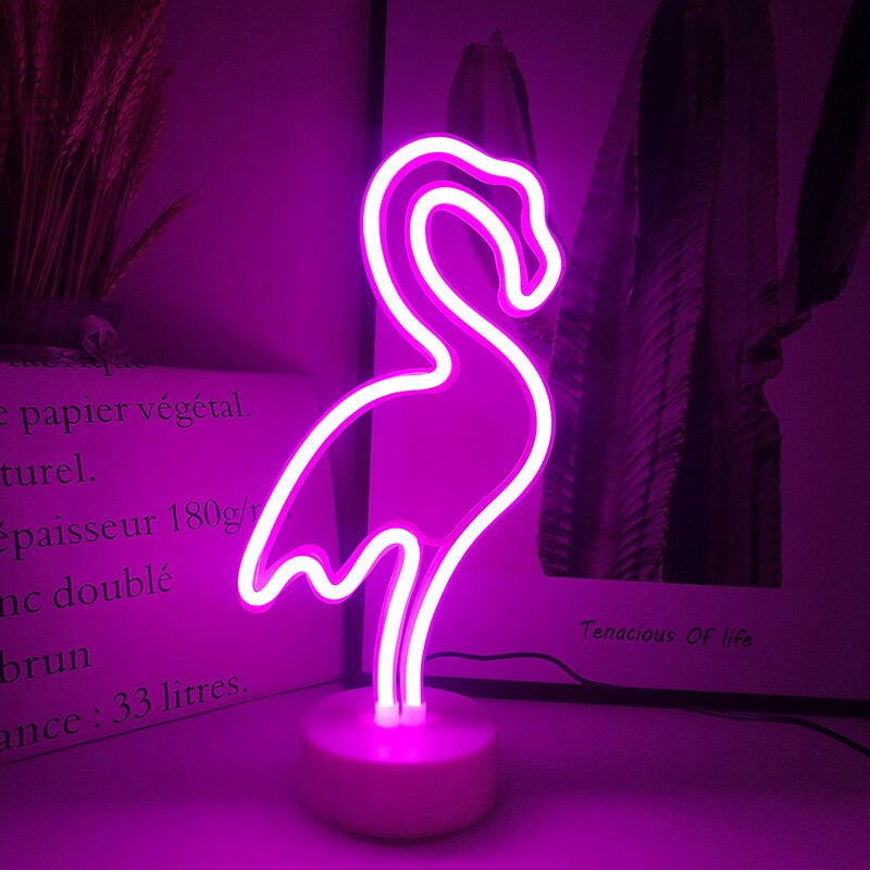 Led Neon Teken Licht Neon Nachtlampje Lamp Tafel Flamingo Kokospalm Ananas Lamp Fotografie Prop Bruiloft Decoratie