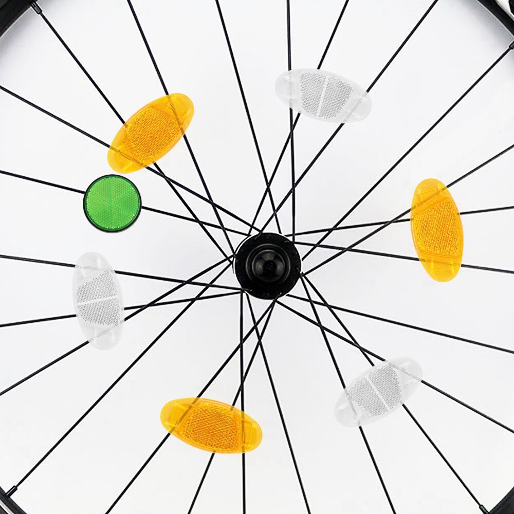 2pcs Oval&Round Bicycle Bike Spoke Reflector Safety Warning Light Wheel Rim Reflective Mount Night Reflectors Flashing Lights