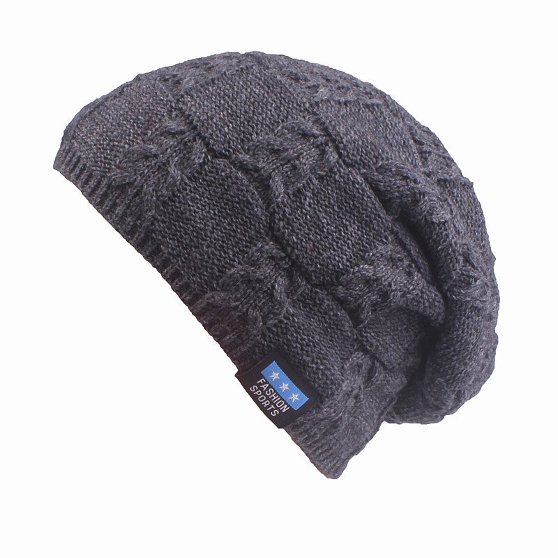 Xthree hommes bonnets hiver Skullies tricoté chapeau écharpe avec doublure laine mâle Gorras Bonnet hiver chapeaux pour hommes bonnets chapeaux: hat gray