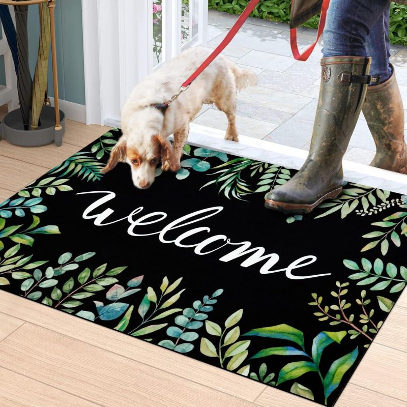 Alfombras florales de bienvenida para puerta, felpudos delanteros florales, alfombra antideslizante para entrada de la casa, sala de estar, cocina