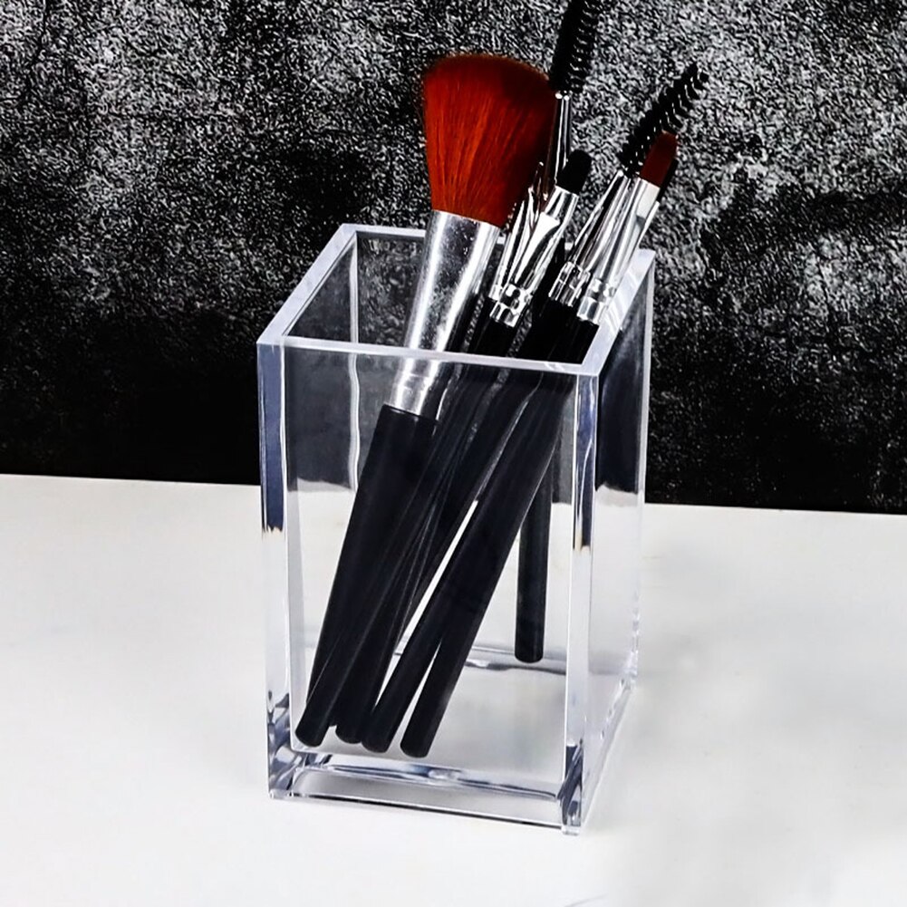 Make Up Organizer Plastic Makeup Brush Pot With Brushes Storage Acrylic For Cosmetics Holder Desk Cosmetic Storage Container