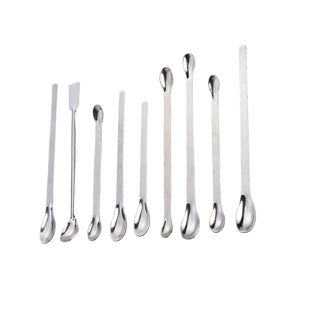 Lab Supplies Stainless Steel Mixing Spoons Horn Spoon Medicinal ladle with Spatula Laboratory Supplies for Teaching School Lab