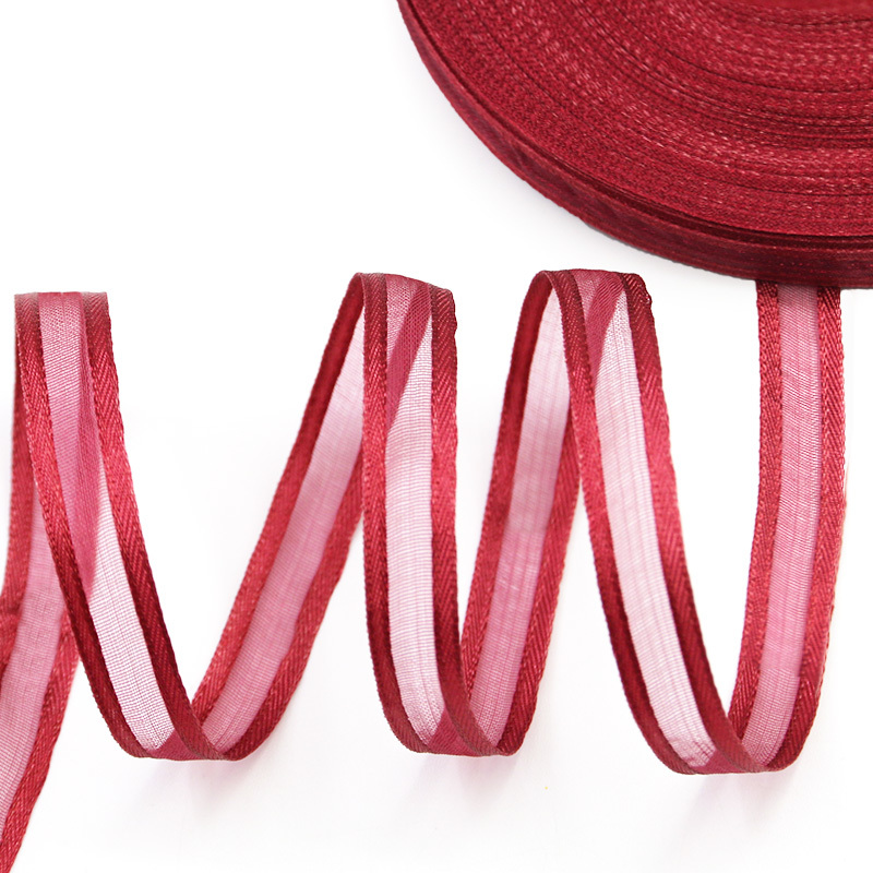 (50 yardas/rollo) cintas de Organza de 3/8 ''(10mm), , decoración para envolver , cinta DIY hecha a mano: Borgoña