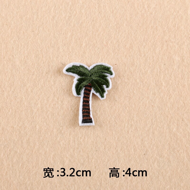 Cartoon kokospalmen en cactussen ron-on patches voor kinderkleding borduurwerk donsjack schattige doe-het-zelf pailletten applicatie badge: 04
