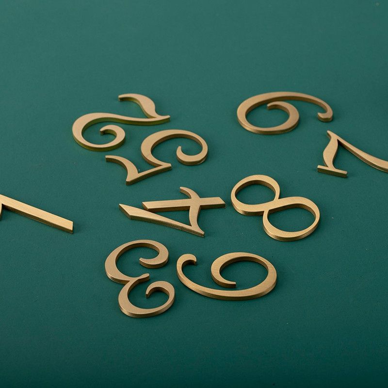 Modern Brass House Numbers Stickers For Apartment Metal Self Adhesive Doorplate Door Plaque Number Mailbox Address Street Signs