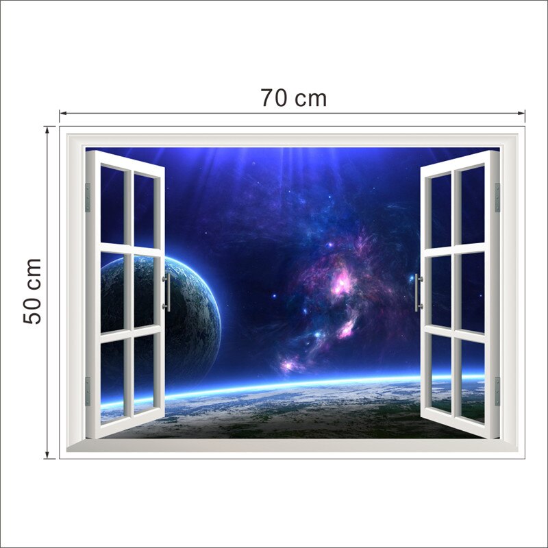 3d Window Outspace Wall Decal Wall Sticker Space Planet Boy Room Black Hole Home Decor Art Poster: PAW015