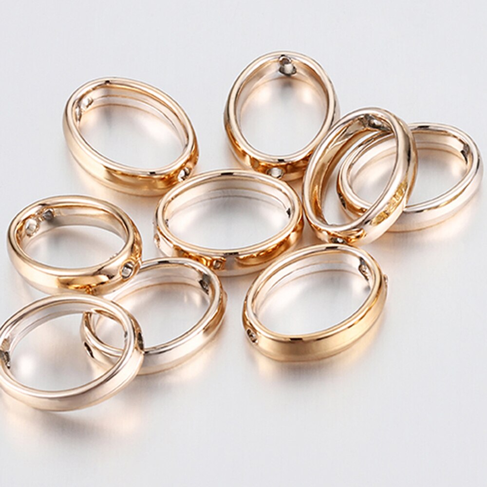 50 sztuk Love Heart dwa otwory CCB koraliki rama Spacer koraliki naszyjnik DIY złącza bransoletki wisiorki akcesoria do wyrobu biżuterii: 15x12mmOval-RoseGold