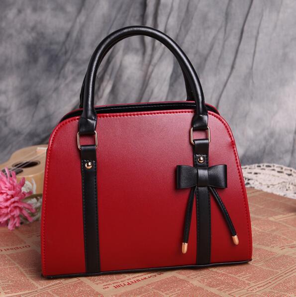 Casual lederen Vrouwelijke handtas strik schoudertas crossbody tassen voor vrouwen messenger bag Lady bolsa feminina: Wine red