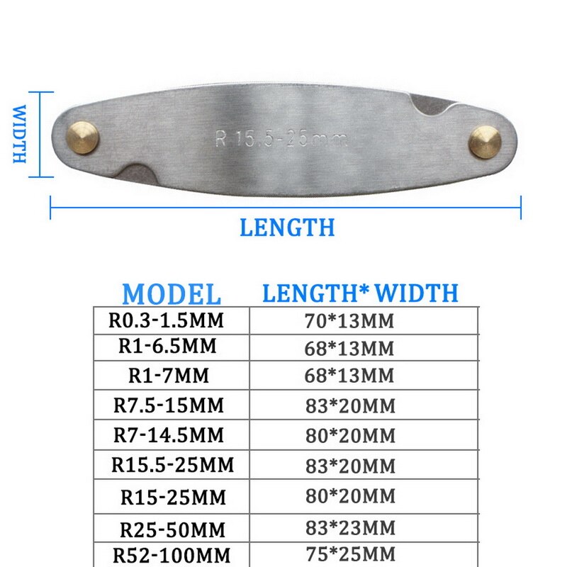 1pcd Radius Gauge Stainless Steel Radius Fillet Dauge Measuring Tool R gauge Model Radius Gauge R Gauge