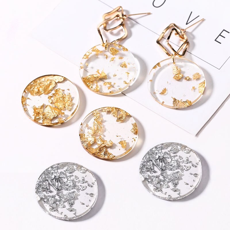 5pz 24/28 millimetri Foglia Oro Rotondo Della Resina Pendenti e Ciondoli per Risultati dell'orecchino Trasparente dell'annata Ciondola Gli Orecchini Gioielli Fai Da Te accessori F188: casuale size
