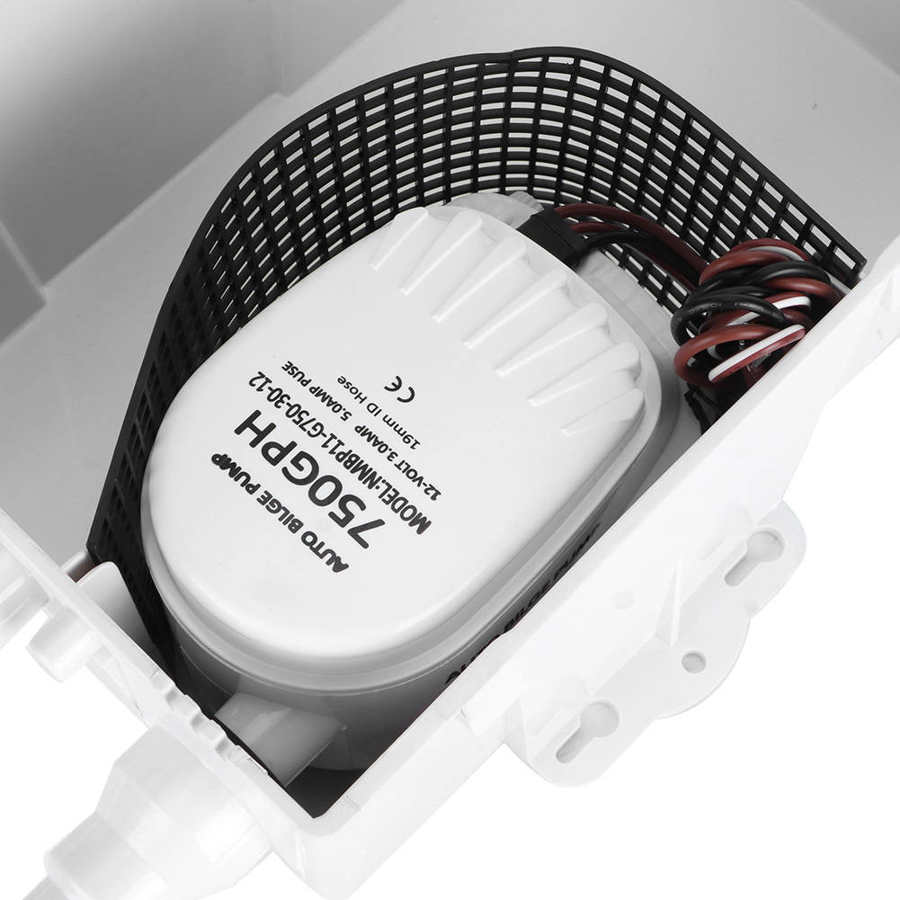 Dusch sump pump system båt rv bilge 12v 750 gph marin multi port avloppslåda marin dusch pump ankomster