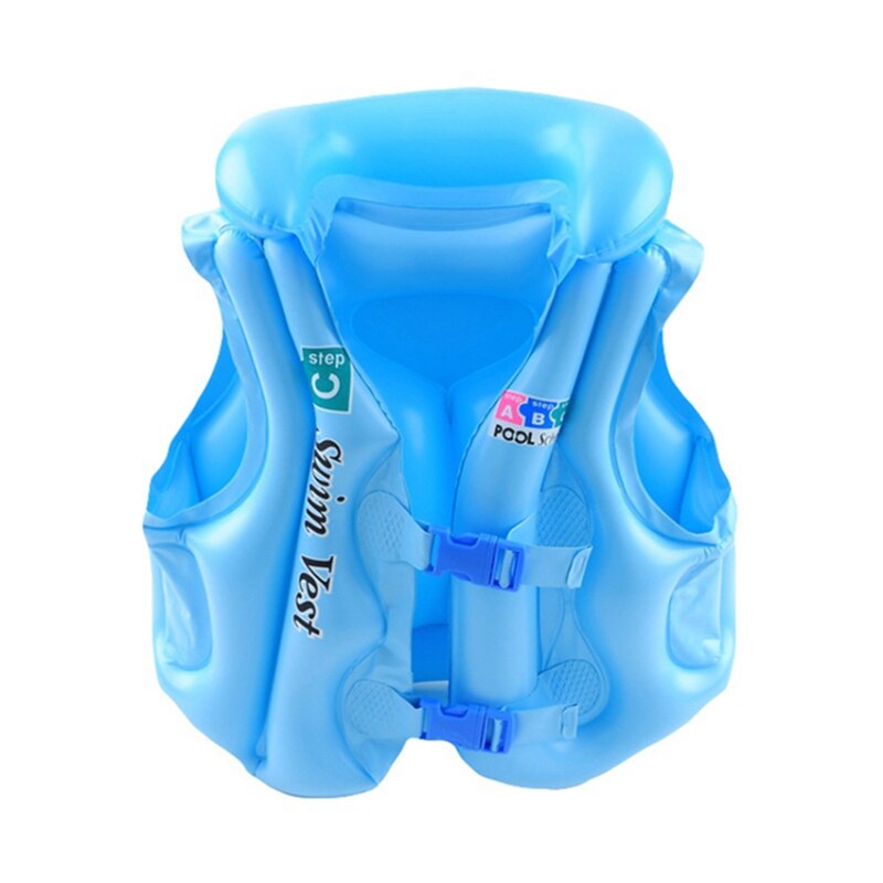 PVC Children Float Swimming Aid Safety Float Inflatable Swim Vest Learn-to Swim kids Life Jacket Buoyancy Aid Vest puddle jumper: Blue / L