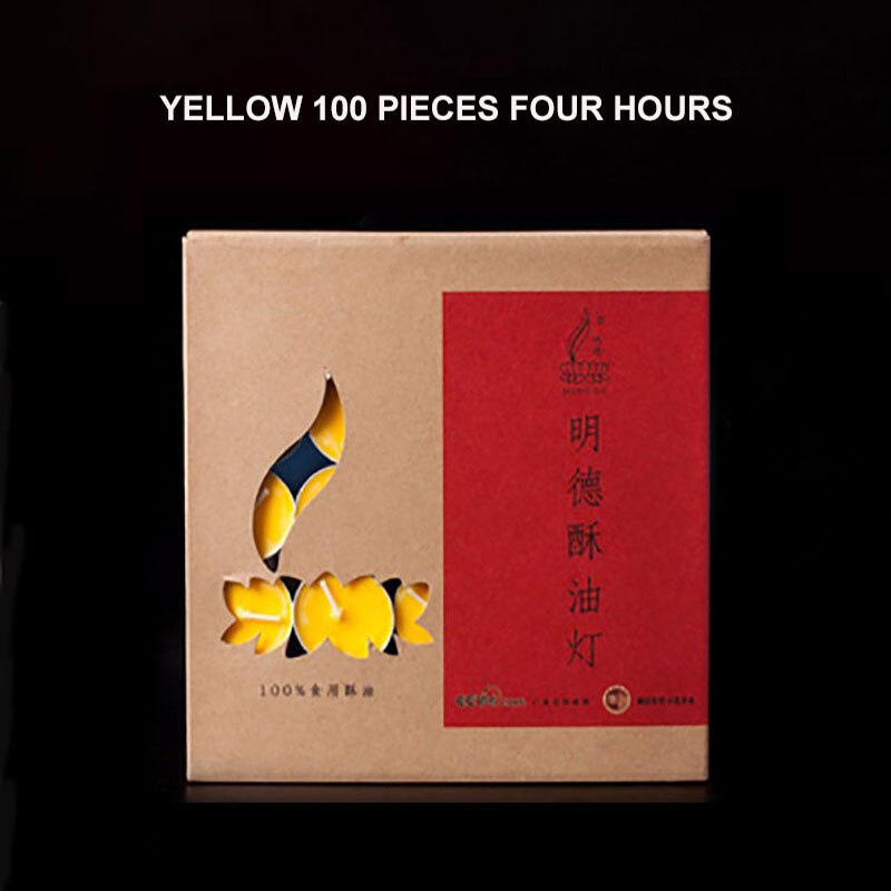 Ghee Boter Kaars Natuurlijke Kleurrijke Rode Wax Aromatherapie Drijvende Kaarsen Geurkaars Lont Photophore Gele Kaarsen 10: 1Yellow 100PC 4H