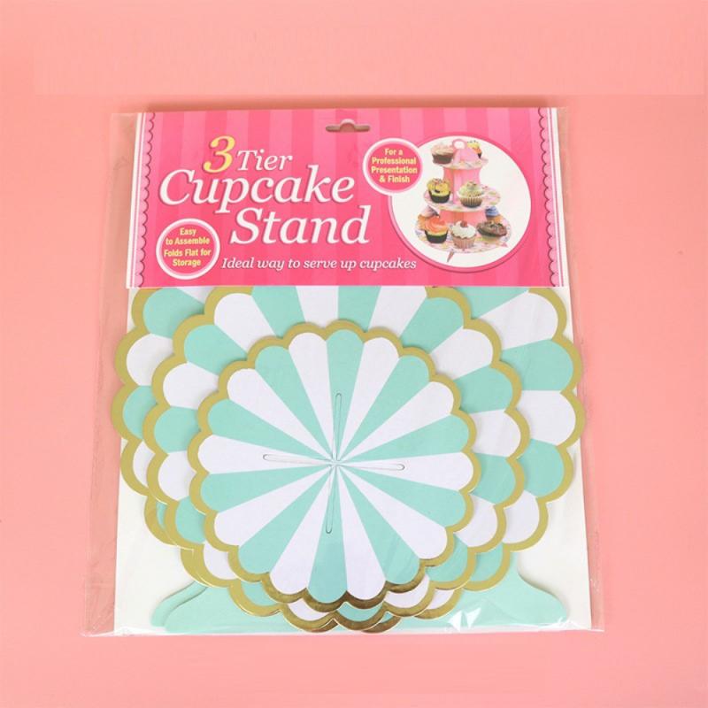 3-layer Paper Cake Stand Round Foldable Cardboard Birthday Wedding Party Dessert Cake Insert Cake Decorating Supplies Cake Stand